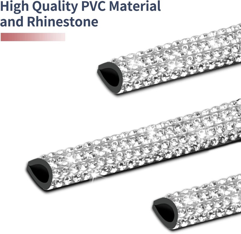 INSAUTO Bling Car Vent Outlet Trim,Bling Car Accessories for Women and Girls,10Pcs Rhinestone Car Air Conditioner Vent Decoration Strip(White) - Image 3